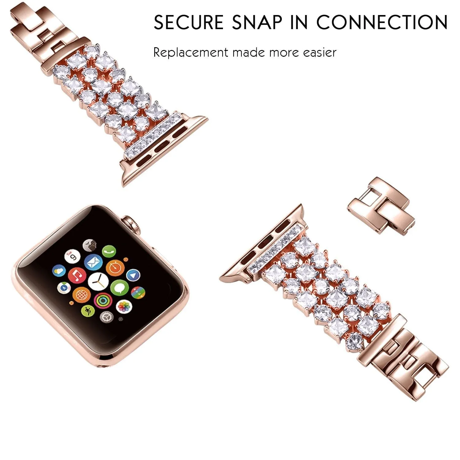 Women Diamond Strap for Apple Watchband 7 6 5 Luxury Bling Bracelet