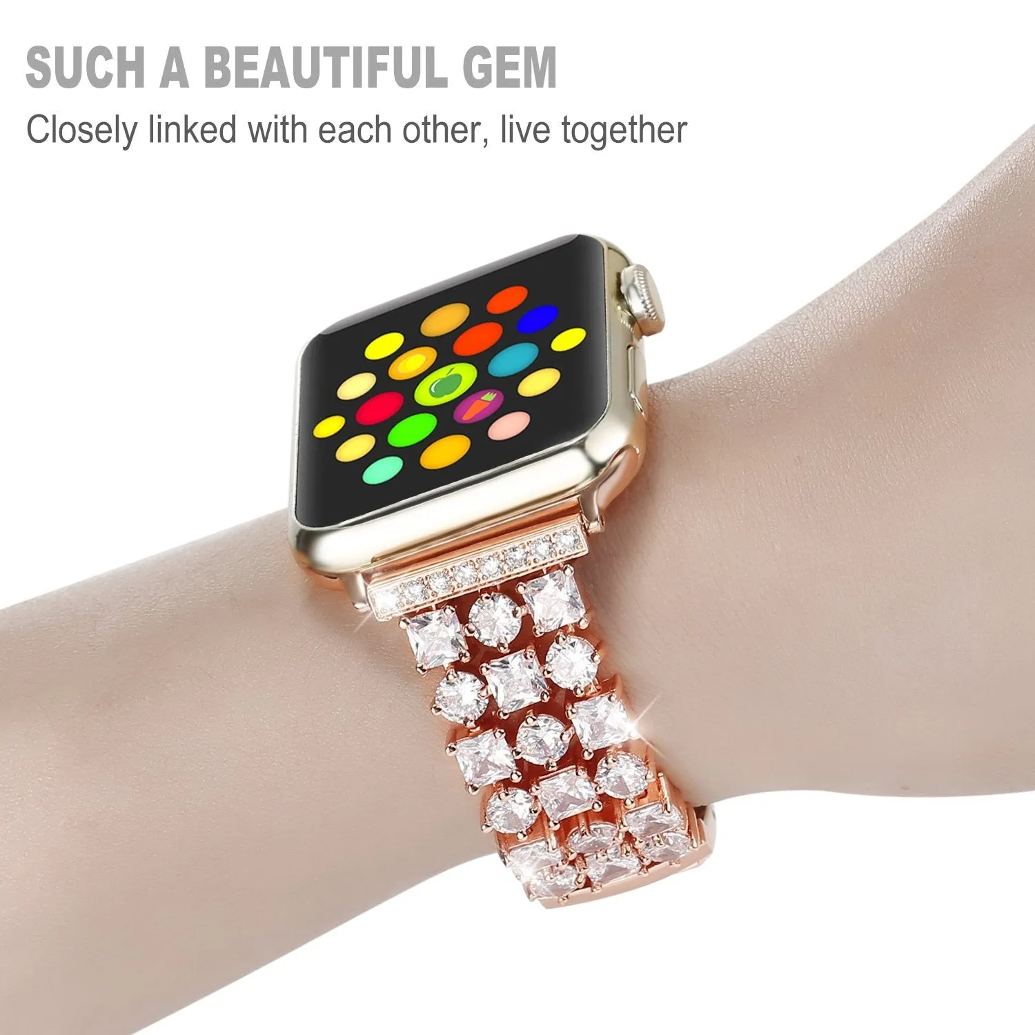 Women Diamond Strap for Apple Watchband 7 6 5 Luxury Bling Bracelet