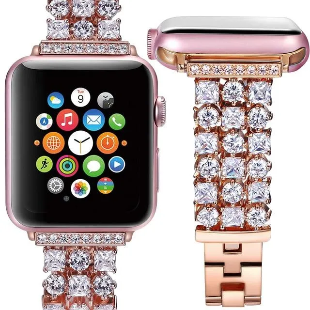 Women Diamond Strap for Apple Watchband 7 6 5 Luxury Bling Bracelet