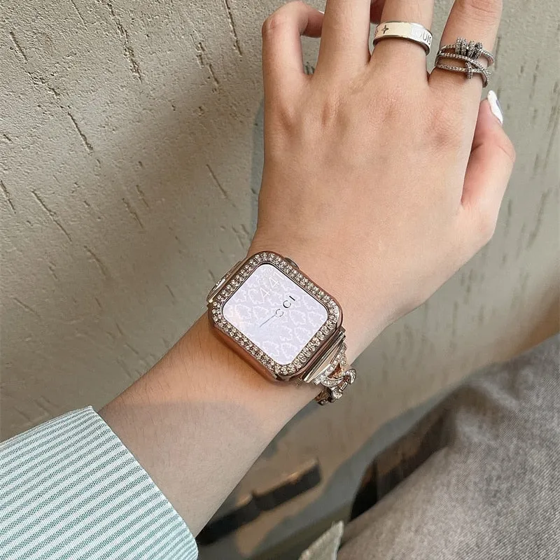 Women's Diamond Metal Strap For Apple Watch Series 8 7 6 5 Luxury Band