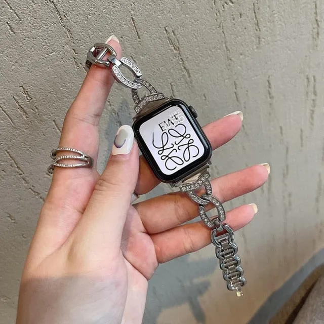 Women's Diamond Metal Strap For Apple Watch Series 8 7 6 5 Luxury Band