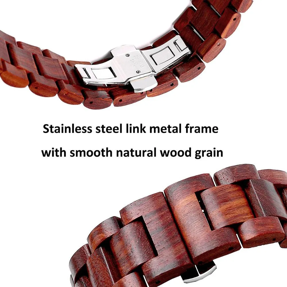 Wooden Strap Series Metal Butterfly Clasp Wristband