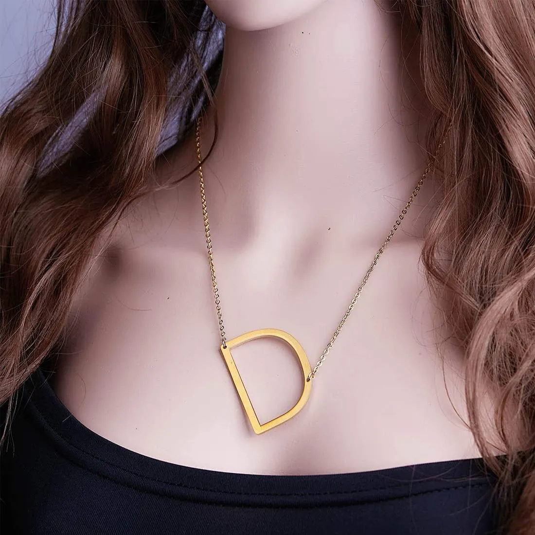 Yellow Chimes Latest Fashion Stainless Steel Gold Plated Initial Pendant with Alphabet D for Women and Girls, Medium