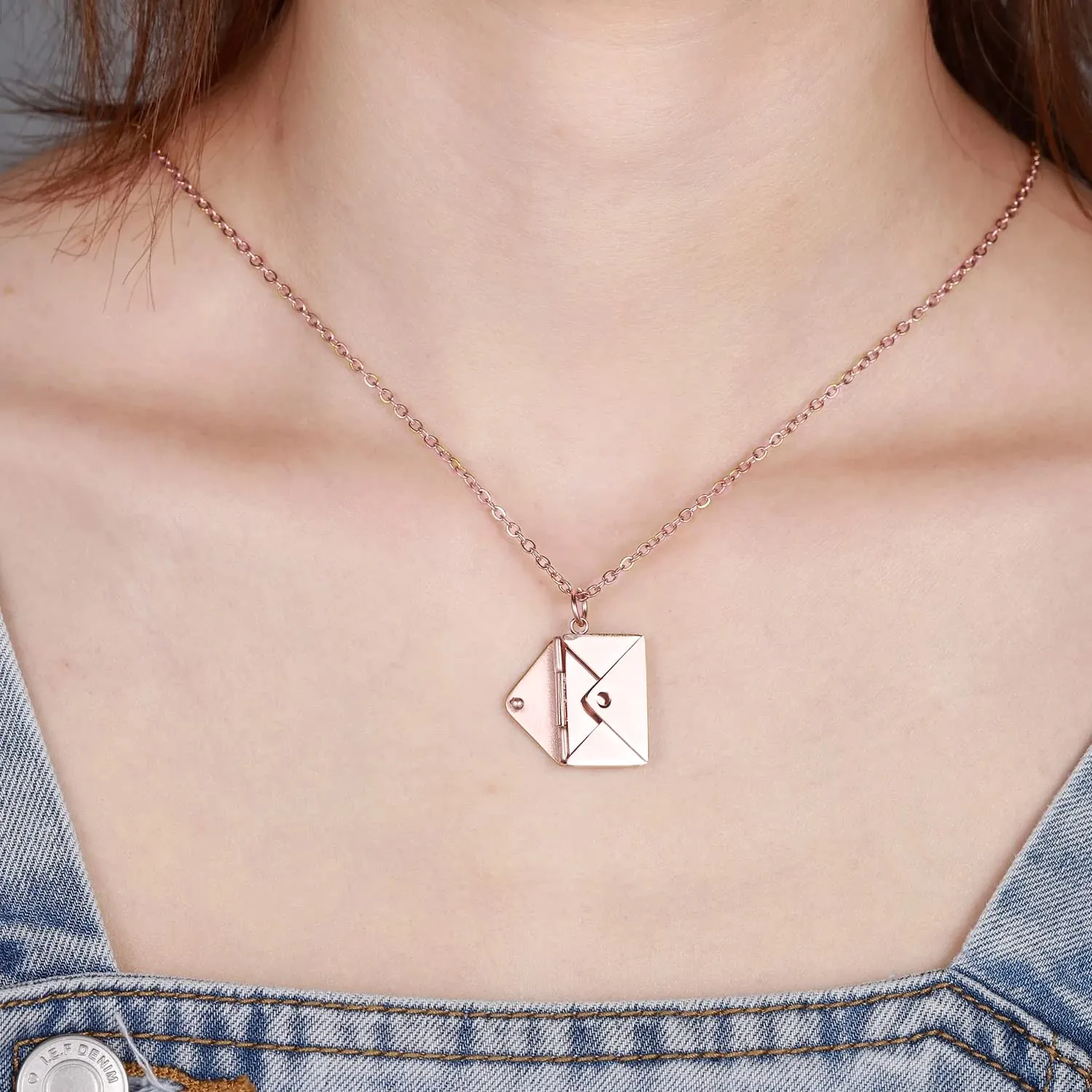Yellow Chimes Pendant for Women and Girls Rose Gold Pendant Necklace | Staineless Steel Love Letter Envolope Pendant Chain | Birthday Gift for girls and women Anniversary Gift for Wife