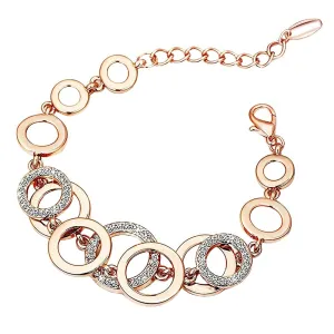 Yellow Chimes Valentine Gift for Girls Bracelet for Women and Girls | Fashion Rose Gold Crystal Studded Bracelets for Women and Girls | Rose Gold Plated Coin Shaped Bracelet | Birthday Gifts For Women