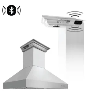 ZLINE 48 IN. Professional Wall Mount Range Hood in Stainless Steel with Built-In CrownSound® BlueTooth Speakers (667CRN-BT-48)