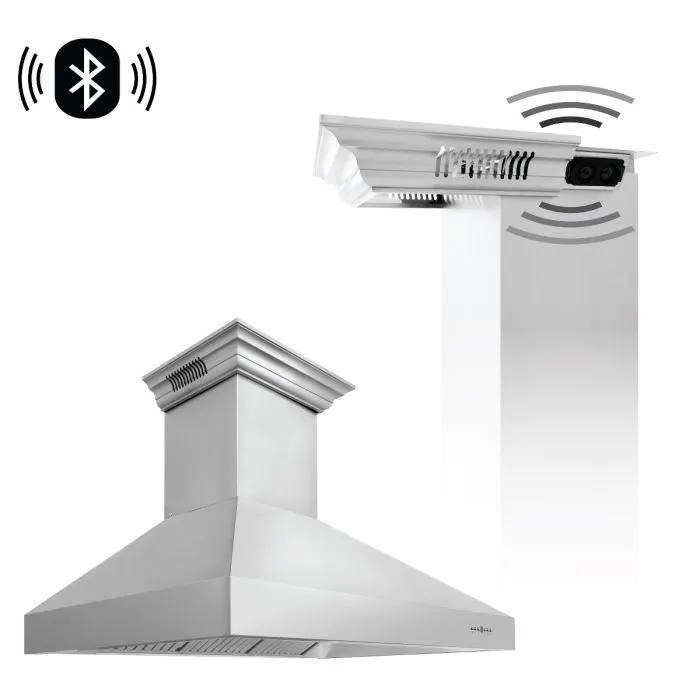 ZLINE 48 IN. Professional Wall Mount Range Hood in Stainless Steel with Built-In CrownSound® BlueTooth Speakers (697CRN-BT-48)