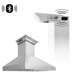 ZLINE 48 IN. Professional Wall Mount Range Hood in Stainless Steel with Built-In CrownSound® BlueTooth Speakers (697CRN-BT-48)
